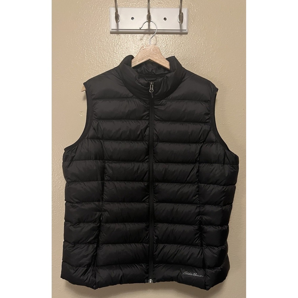 Eddie Bauer Down Puffer Vest Black Cirruslite 650 Fill Hiking Outdoor Womens 2XL